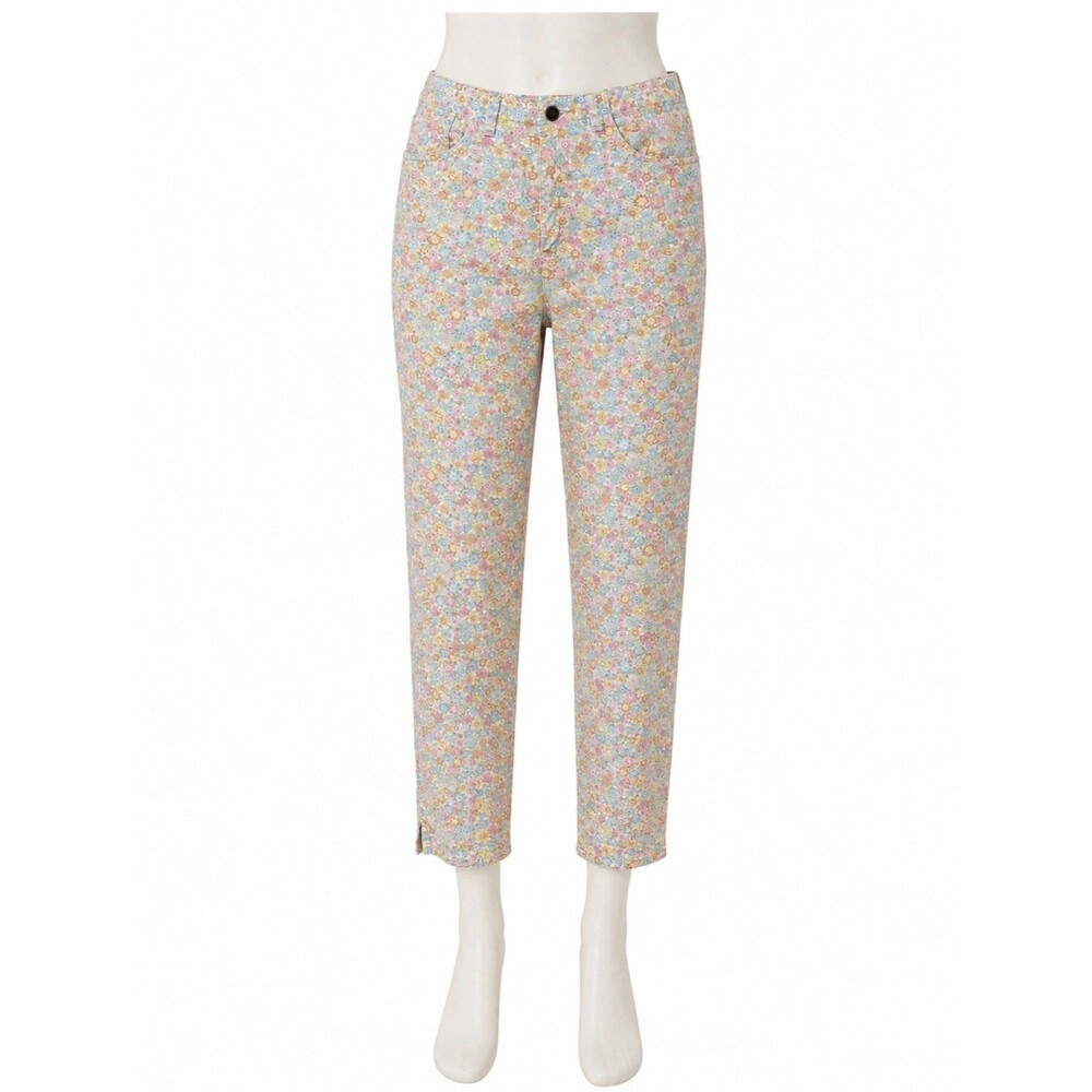 Talbots Vintage Floral Ankle Crop Pants Floral Pastel Cotton Denim Size 10
